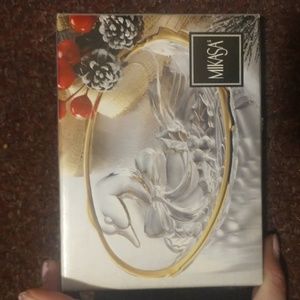 Mikasa Golden Goose Sweet Dish Gold Rimmed Crystal Trinket embossed frosted back